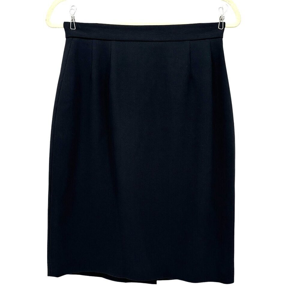 Vintage Emanuel Emanuel Ungaro Black Ribbed Pencil Skirt Womens 8/42